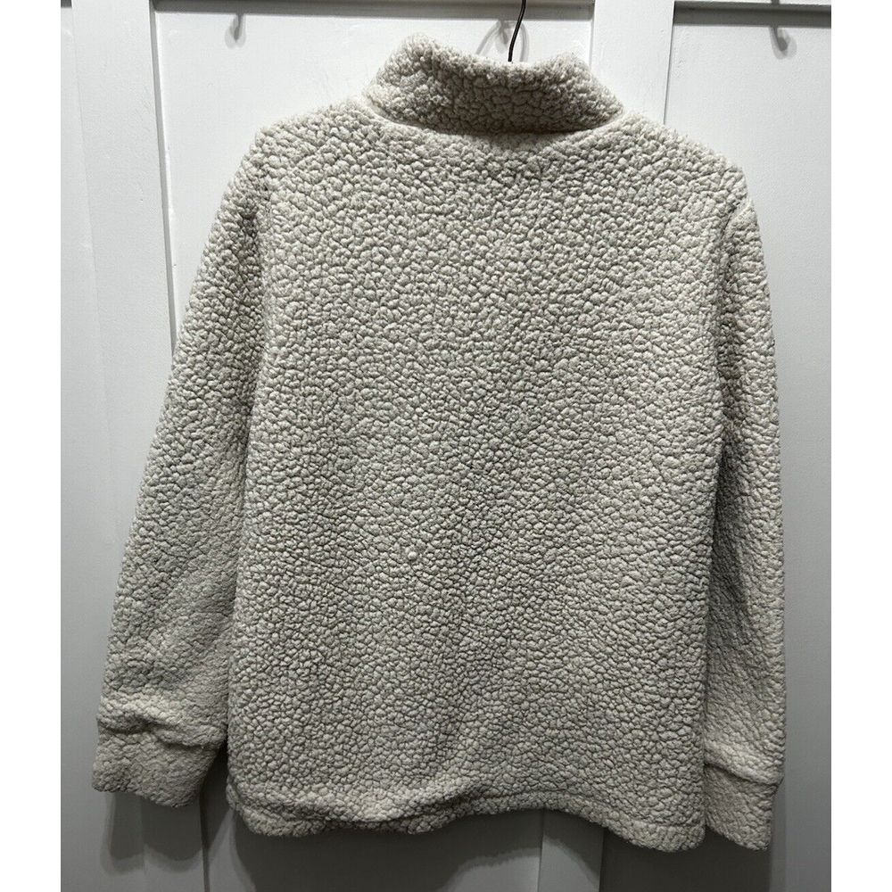 Weatherproof 1/4 Zip  Small Cozy Pullover Faux Sherpa‎ Cream Blue Gray Chevron - Picture 7 of 12